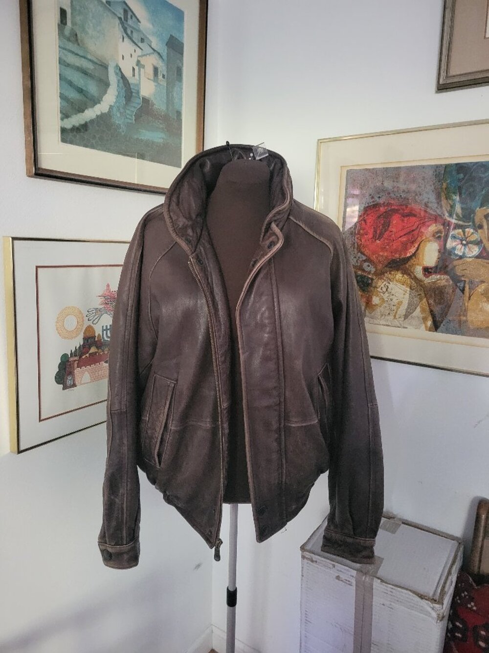 Vintage Men's Nautica Aviator Leather Jacket Size 42